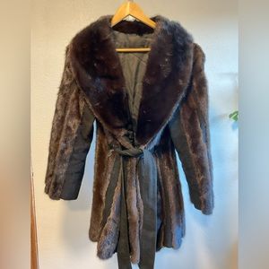 WOW!  Vintage Chocolate mink fur leather coat.  60’s or 70’s.
